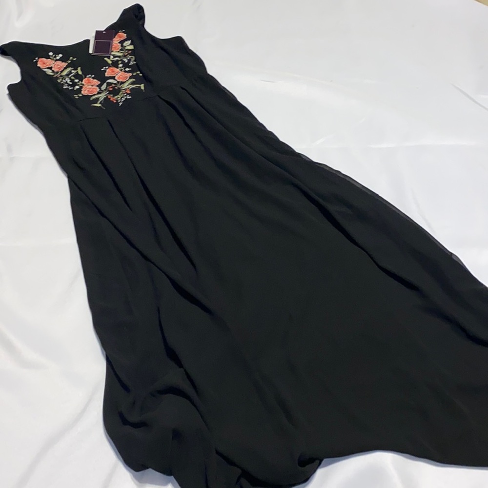 Code embroidered midi dress